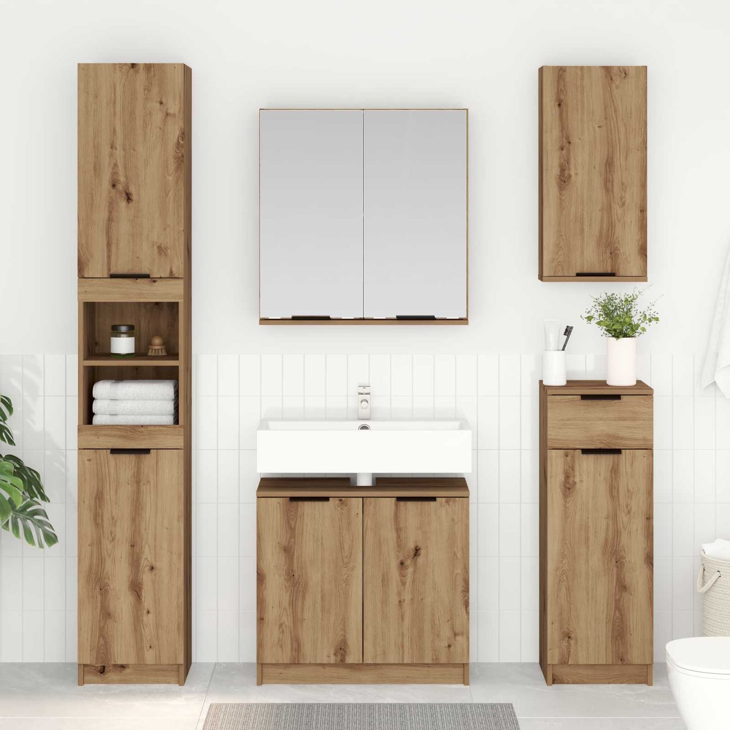 Bathroom Furniture Set 4 pcs Artisan Oak Engineered Wood