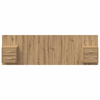 Headboard with Cabinet 3 pcs Artisan Oak Engineered Wood