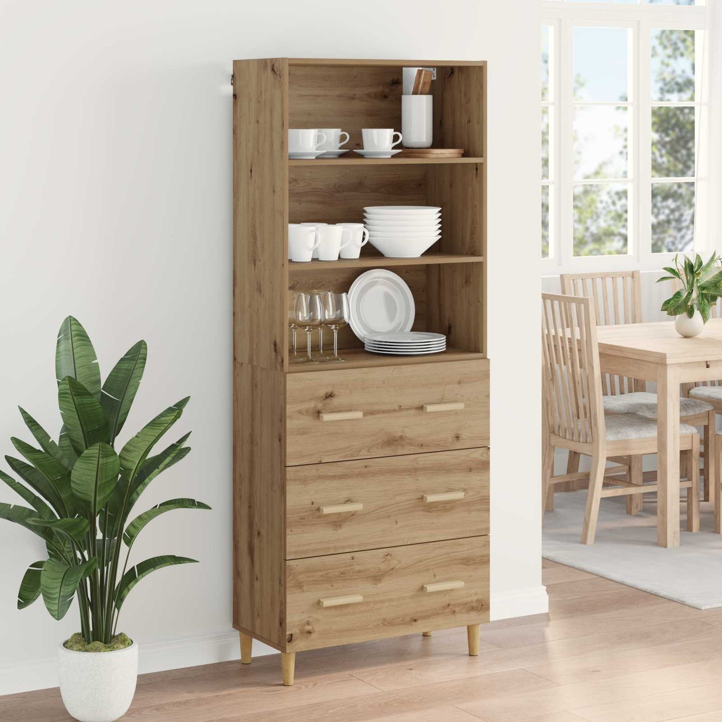 Highboard Artisan Oak 69.5 x 32.5 x 180 cm Engineered Wood