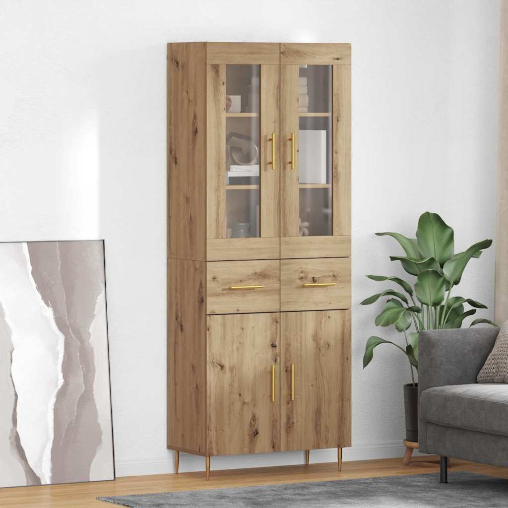 Highboard with Drawer 2 pcs Artisan Oak Engineered Wood
