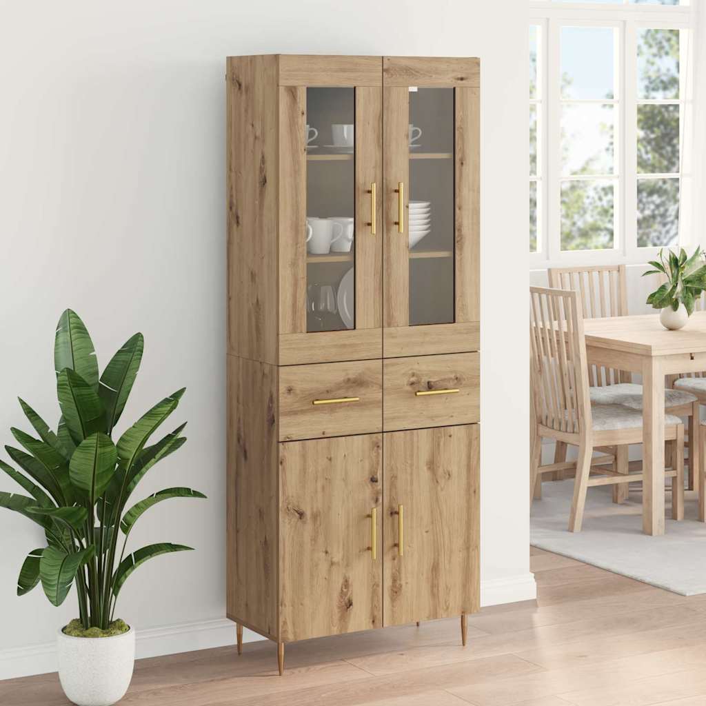 Highboard with Drawer 2 pcs Artisan Oak Engineered Wood