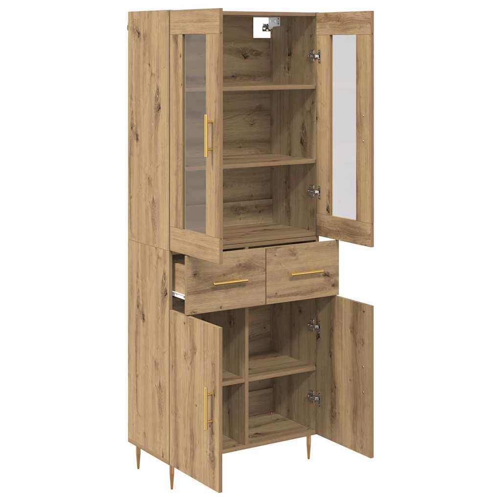 Highboard with Drawer 2 pcs Artisan Oak Engineered Wood