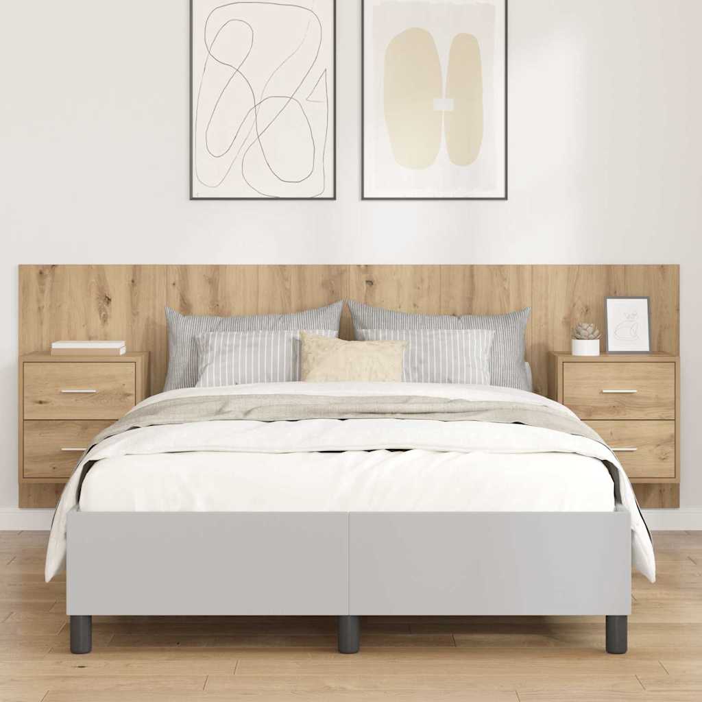 Headboard with Cabinet 3 pcs Artisan Oak Engineered Wood