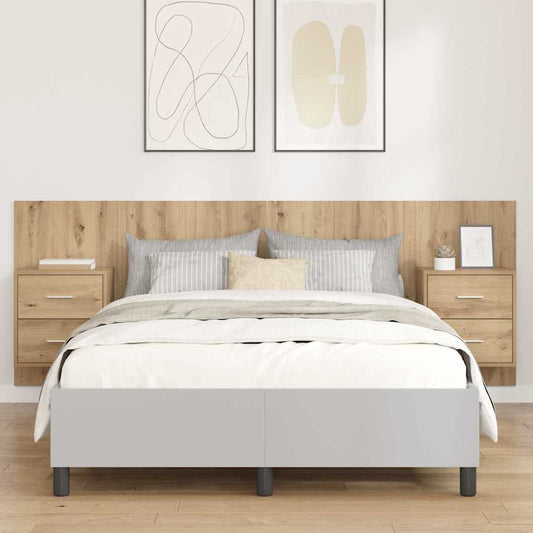Headboard With Cabinet 3 pcs Artisan Oak Engineered Wood