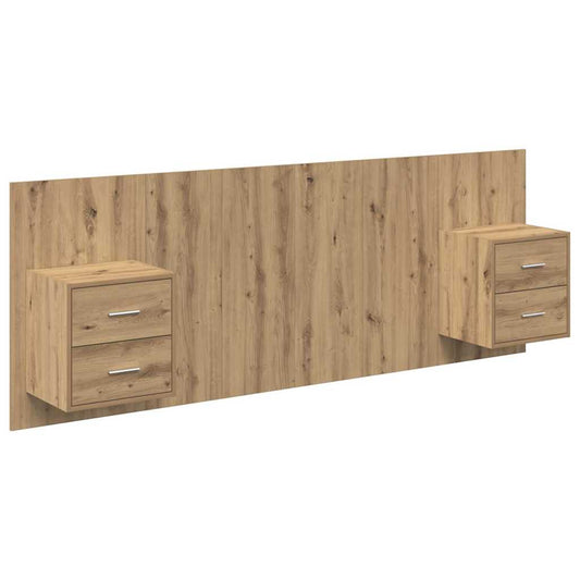 Headboard With Cabinet 3 pcs Artisan Oak Engineered Wood