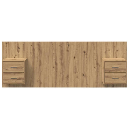 Headboard with Cabinet 3 pcs Artisan Oak Engineered Wood