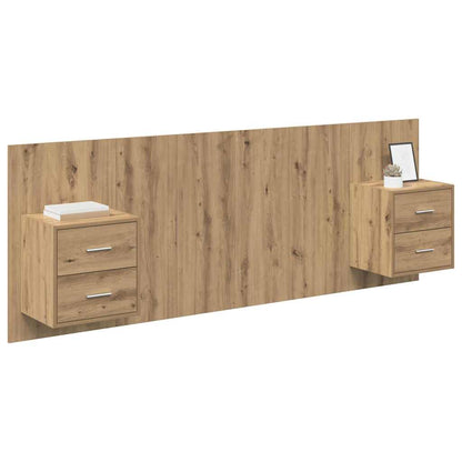 Headboard with Cabinet 3 pcs Artisan Oak Engineered Wood