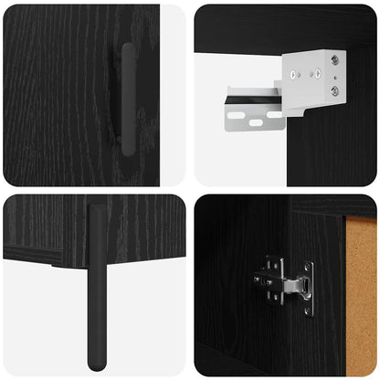 Highboard 2 pcs Black Oak Engineered Wood