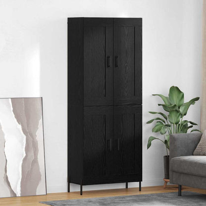 Highboard 2 pcs Black Oak Engineered Wood