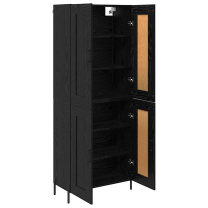 Highboard 2 pcs Black Oak Engineered Wood