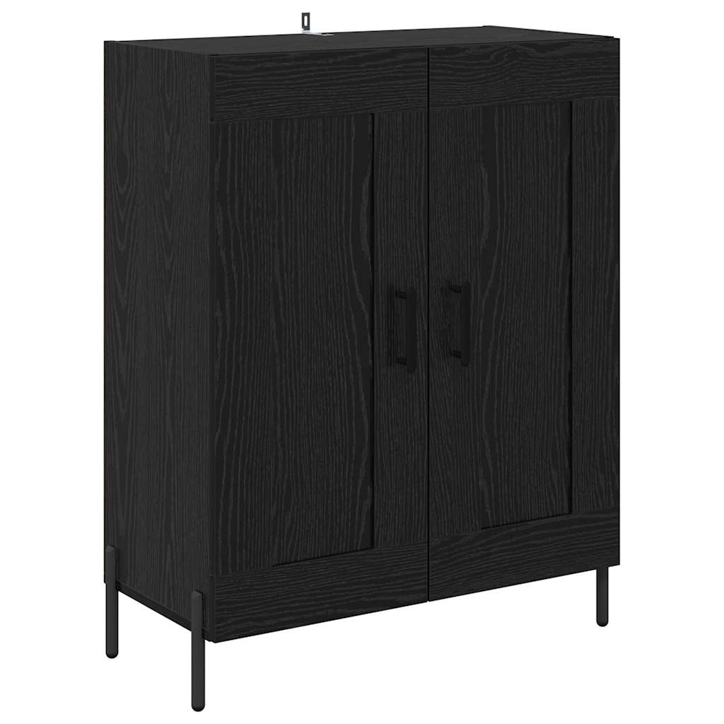 Highboard 2 pcs Black Oak Engineered Wood