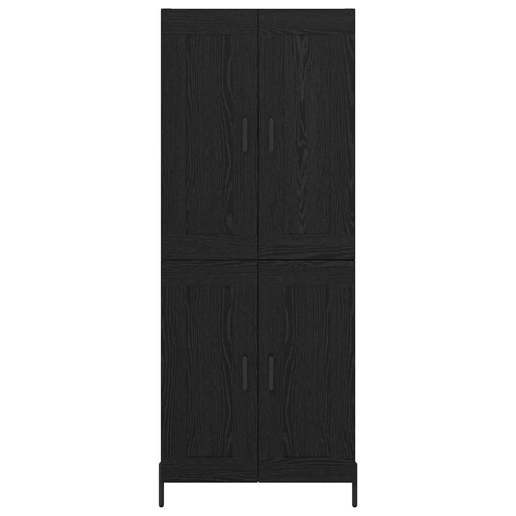 Highboard 2 pcs Black Oak Engineered Wood