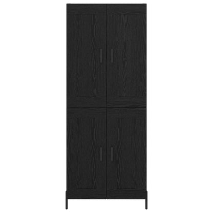 Highboard 2 pcs Black Oak Engineered Wood