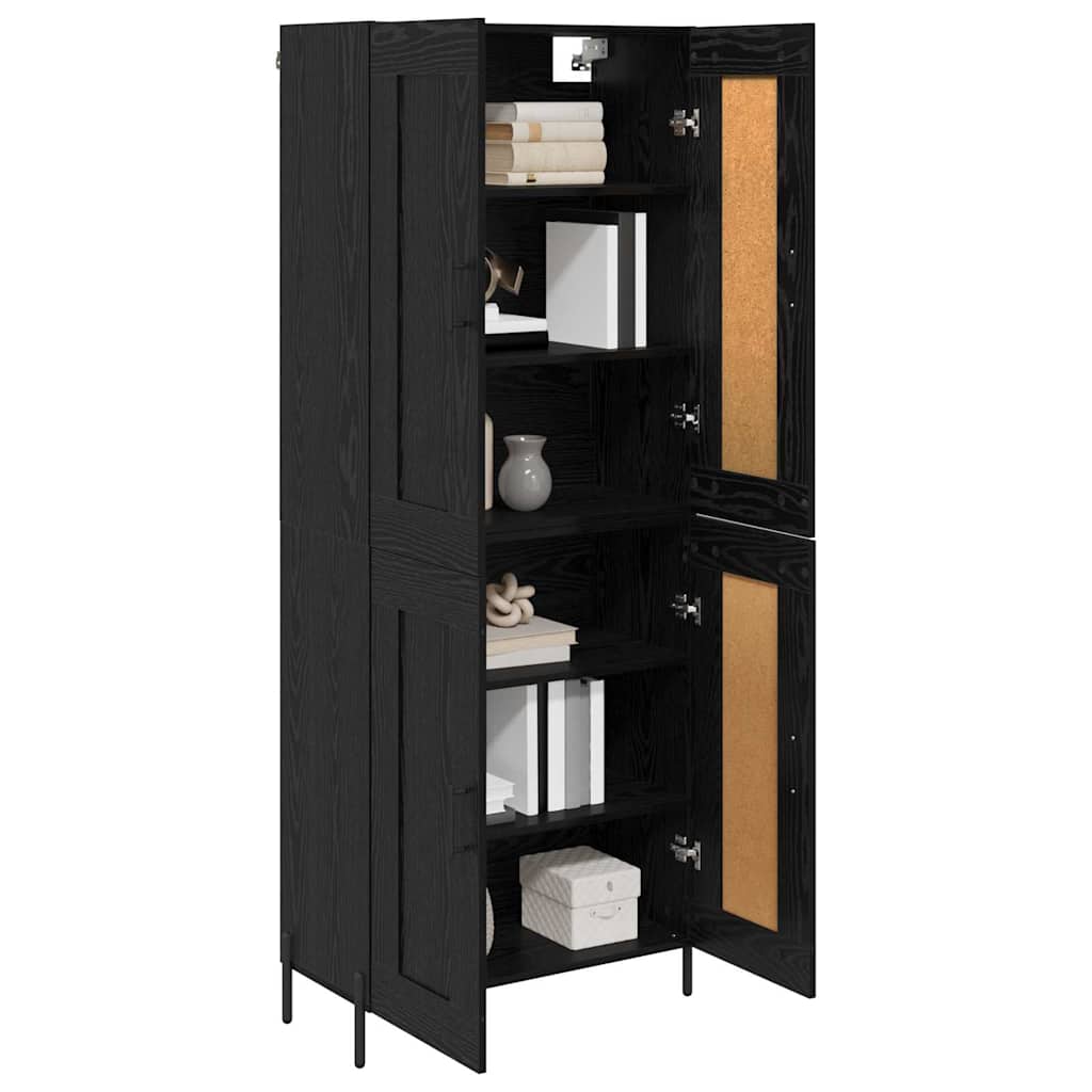 Highboard 2 pcs Black Oak Engineered Wood
