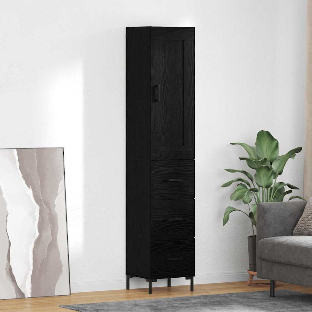Highboard Black Oak 34.5 x 34 x 180 cm Engineered Wood
