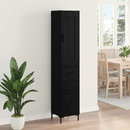 Highboard Black Oak 34.5 x 34 x 180 cm Engineered Wood