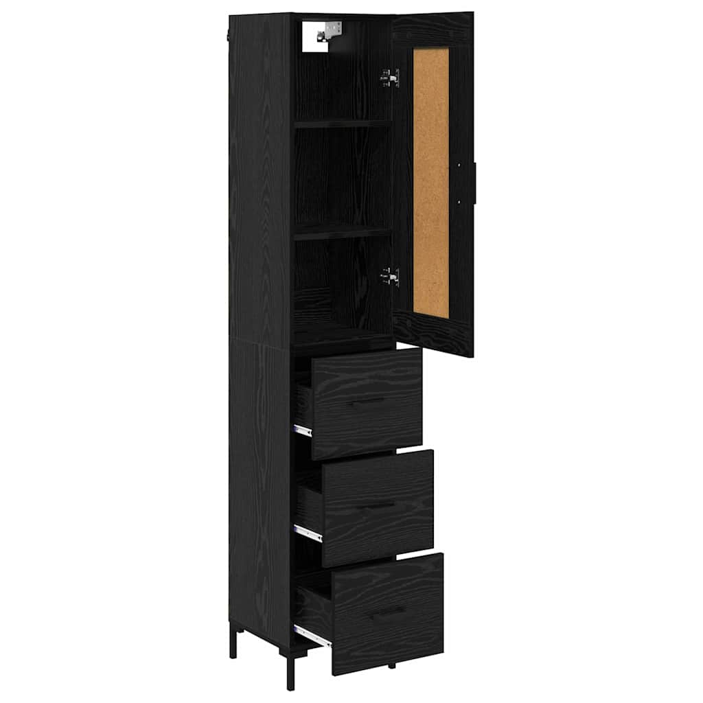 Highboard Black Oak 34.5 x 34 x 180 cm Engineered Wood