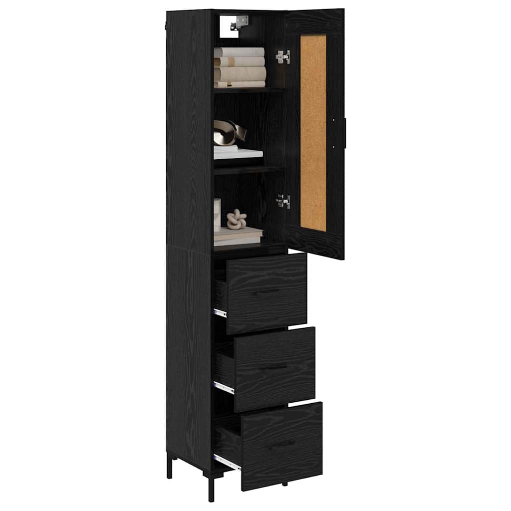 Highboard Black Oak 34.5 x 34 x 180 cm Engineered Wood