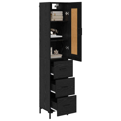 Highboard Black Oak 34.5 x 34 x 180 cm Engineered Wood