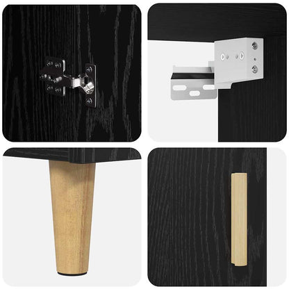 Highboard Black Oak 69.5 x 32.5 x 180 cm Engineered Wood