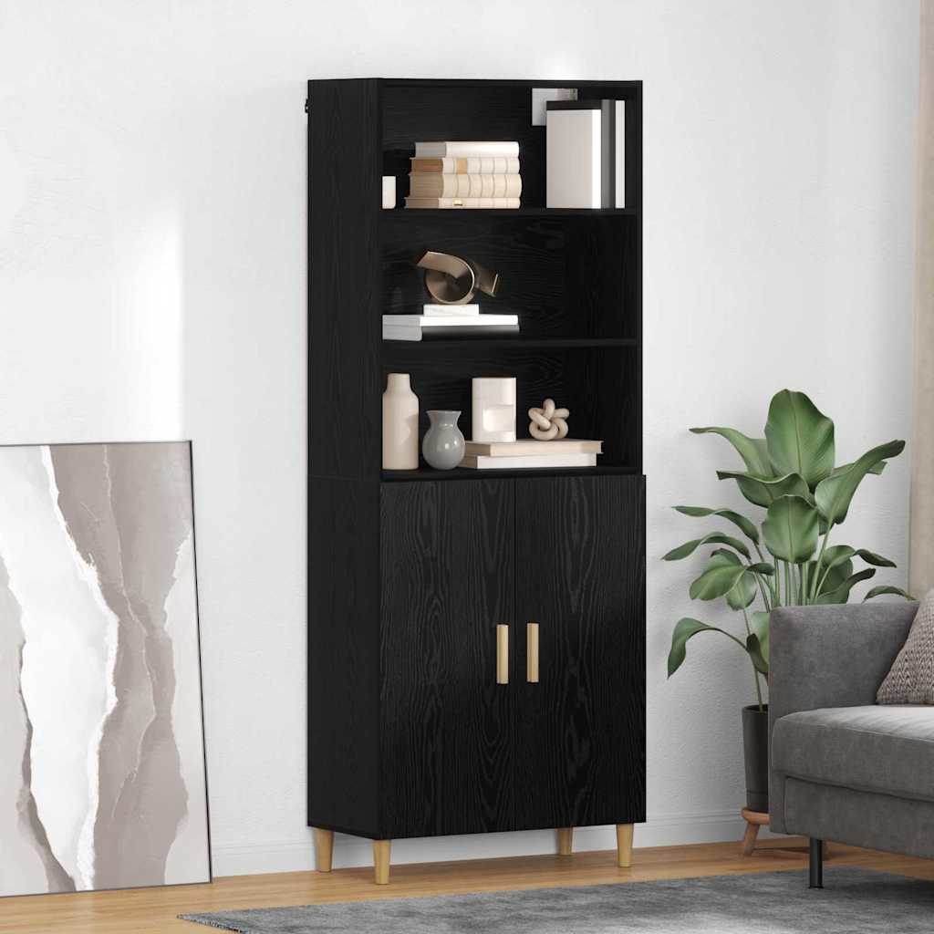 Highboard Black Oak 69.5 x 32.5 x 180 cm Engineered Wood