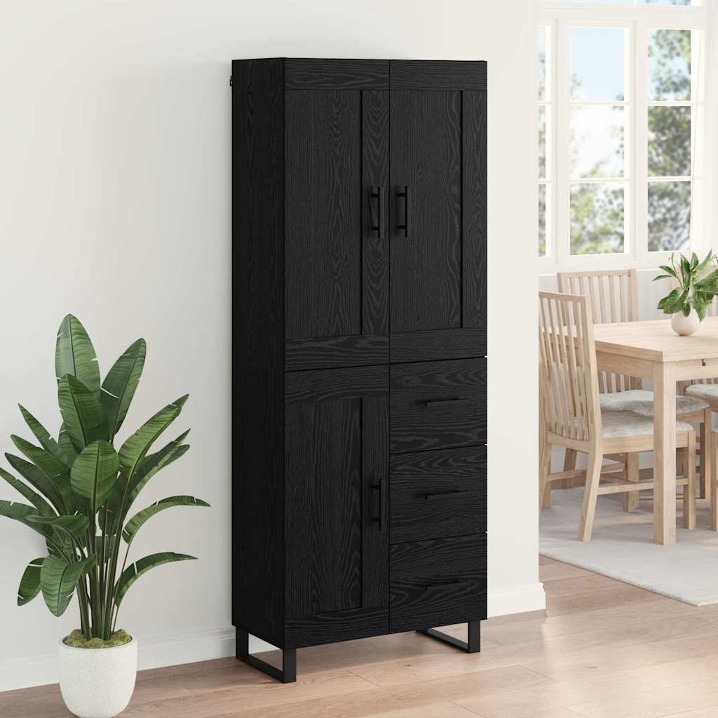 Highboard Black Oak 69.5 x 34 x 180 cm Engineered Wood