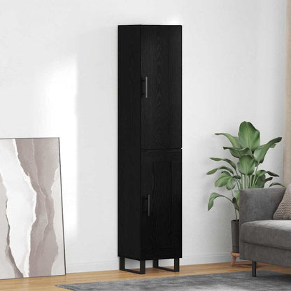 Highboard Black Oak 34.5 x 34 x 180 cm Engineered Wood