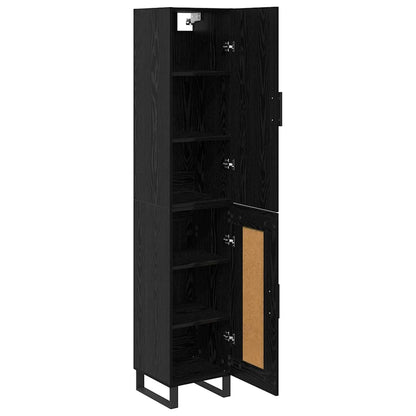 Highboard Black Oak 34.5 x 34 x 180 cm Engineered Wood