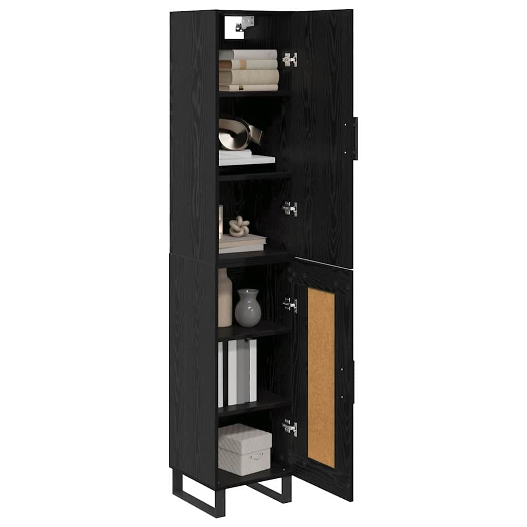 Highboard Black Oak 34.5 x 34 x 180 cm Engineered Wood