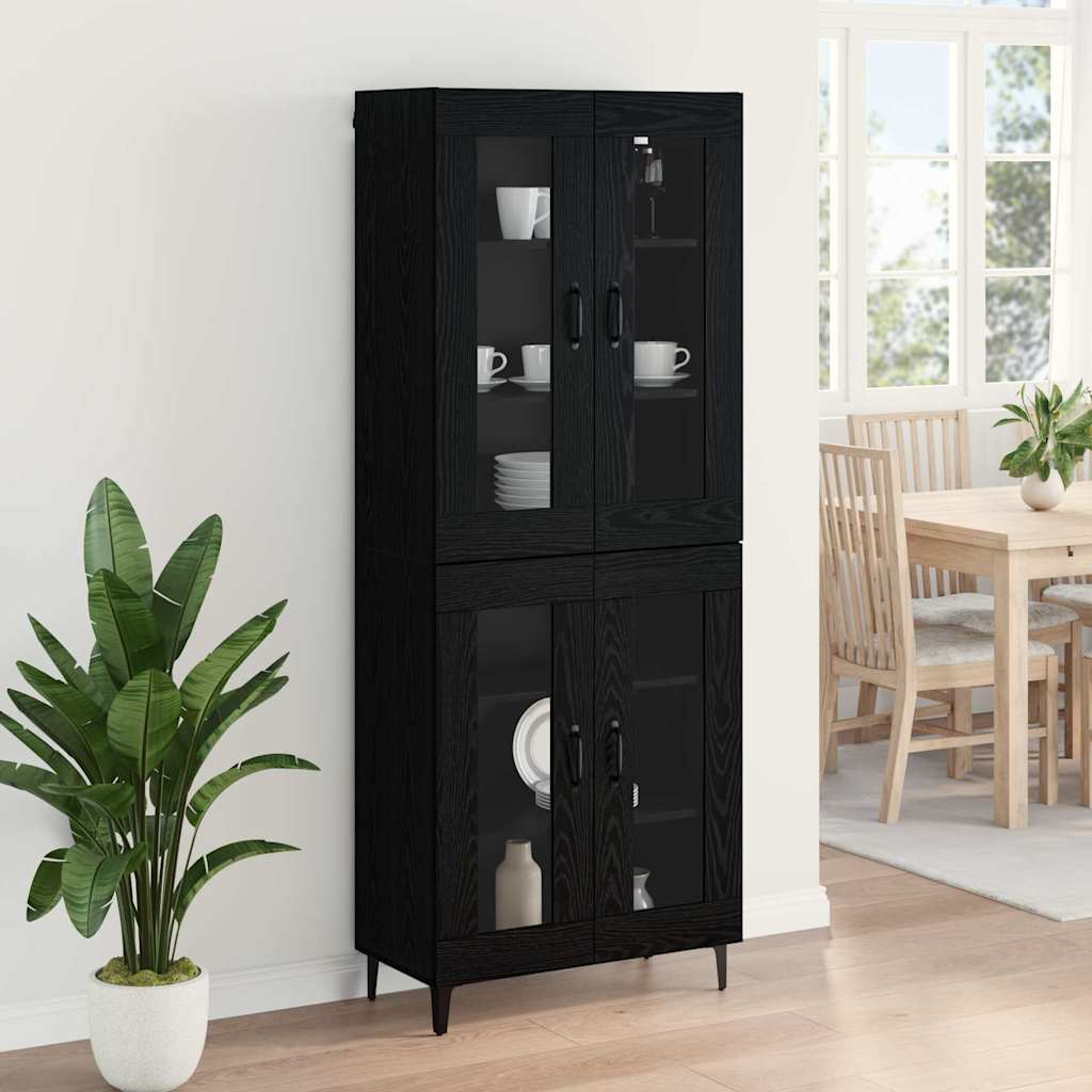 Highboard Black Oak 69.5 x 34 x 180 cm Engineered Wood