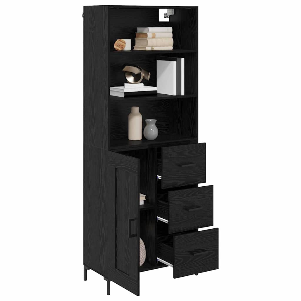 Highboard Black Oak 69.5 x 34 x 180 cm Engineered Wood