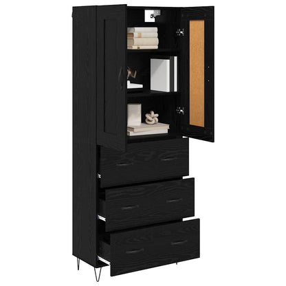 Highboard Black Oak 69.5 x 34 x 180 cm Engineered Wood
