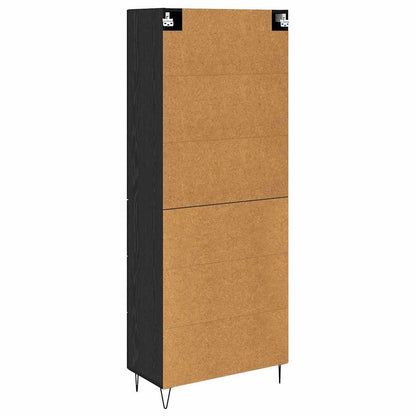 Highboard with Drawer 2 pcs Black Oak Engineered Wood and Glass