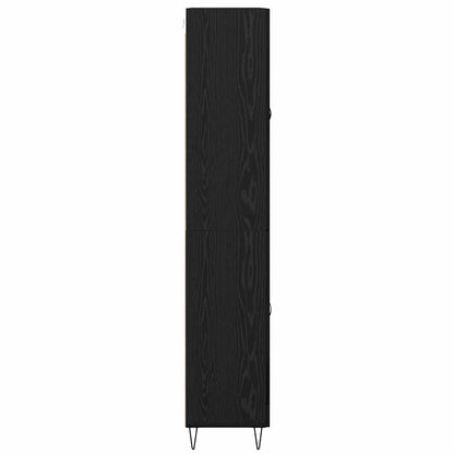 Highboard with Drawer 2 pcs Black Oak Engineered Wood and Glass