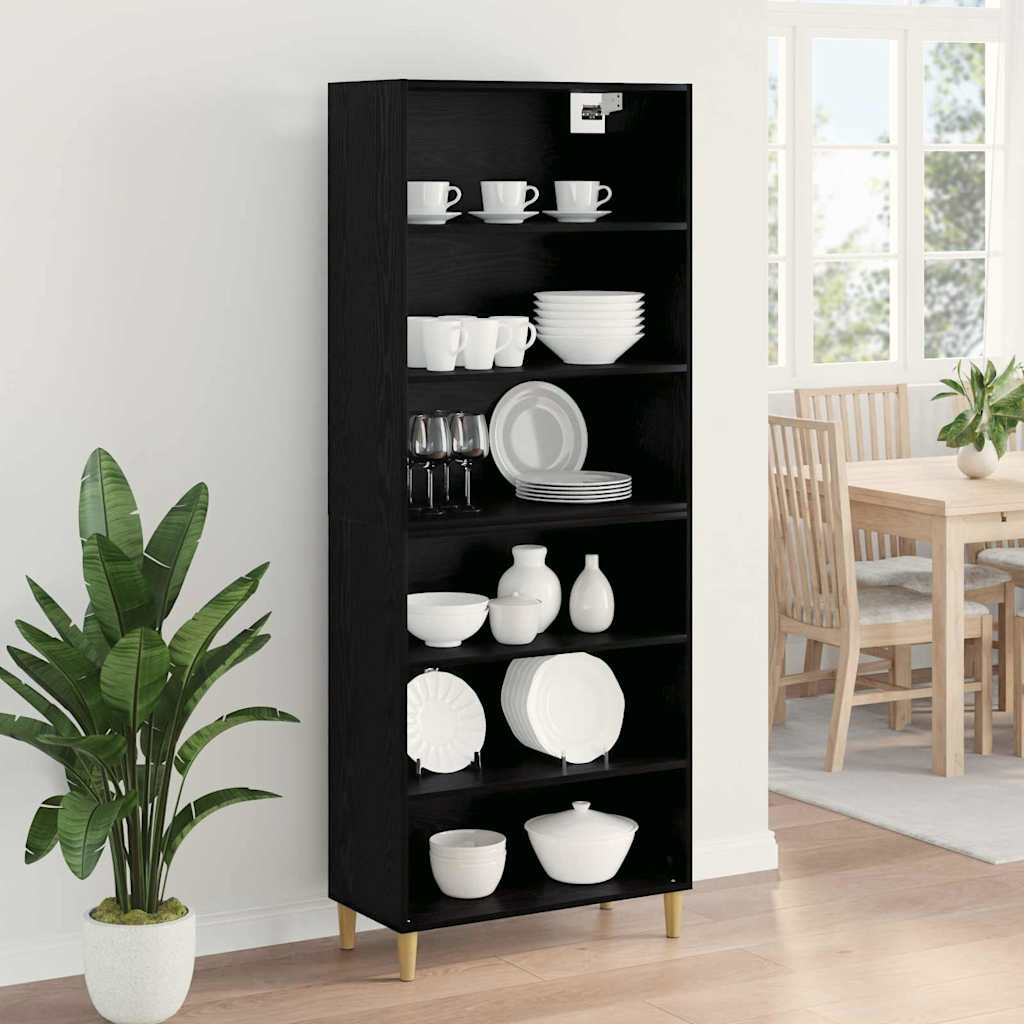 Highboard Black Oak 69.5 x 32.5 x 180 cm Engineered Wood