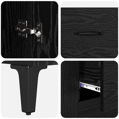 Highboard Black Oak 69.5 x 34 x 180 cm Engineered Wood