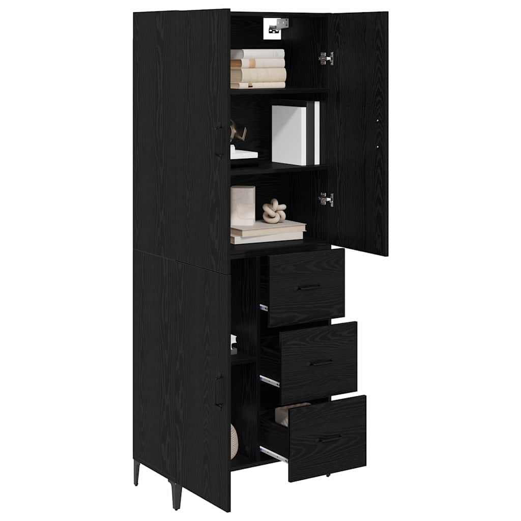 Highboard Black Oak 69.5 x 34 x 180 cm Engineered Wood