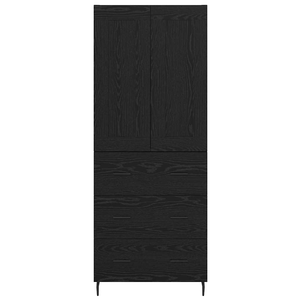 Highboard with Drawer 2 pcs Black Oak Engineered Wood