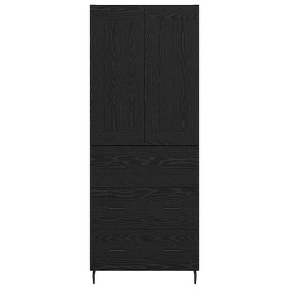 Highboard with Drawer 2 pcs Black Oak Engineered Wood