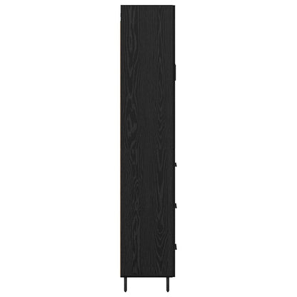 Highboard with Drawer 2 pcs Black Oak Engineered Wood
