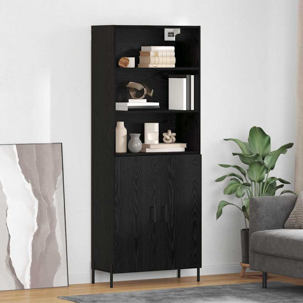 Highboard Black Oak 69.5 x 34 x 180 cm Engineered Wood