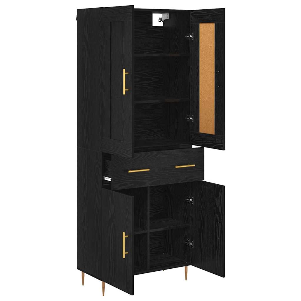 Highboard Black Oak 69.5 x 34 x 180 cm Engineered Wood