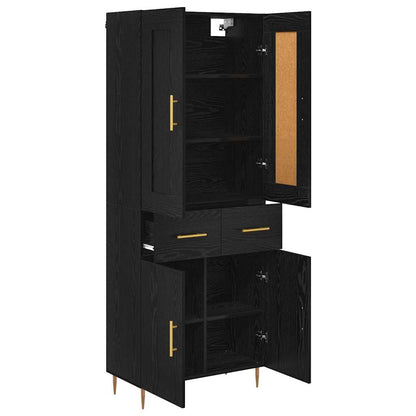 Highboard Black Oak 69.5 x 34 x 180 cm Engineered Wood