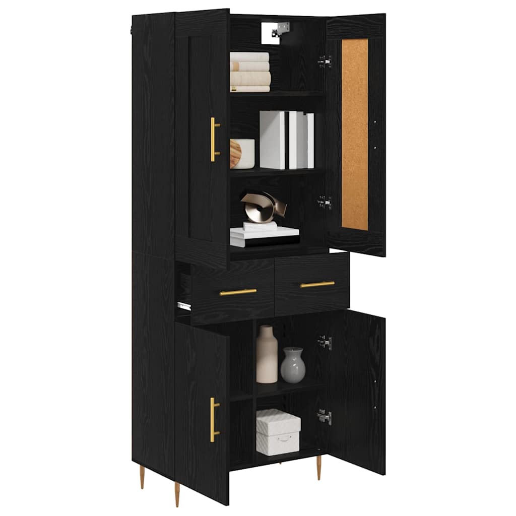 Highboard Black Oak 69.5 x 34 x 180 cm Engineered Wood