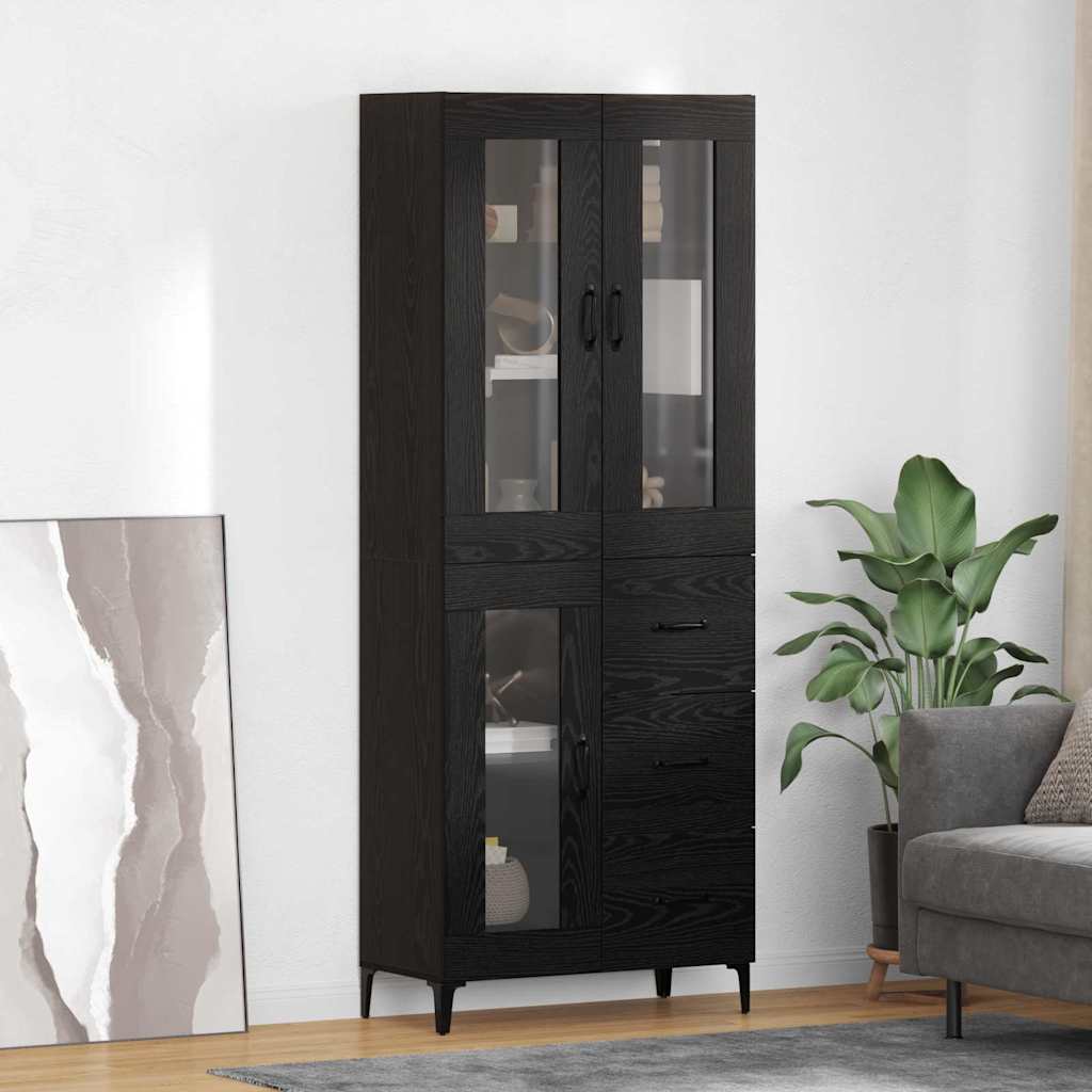 Highboard Black Oak 69.5 x 34 x 180 cm Engineered Wood