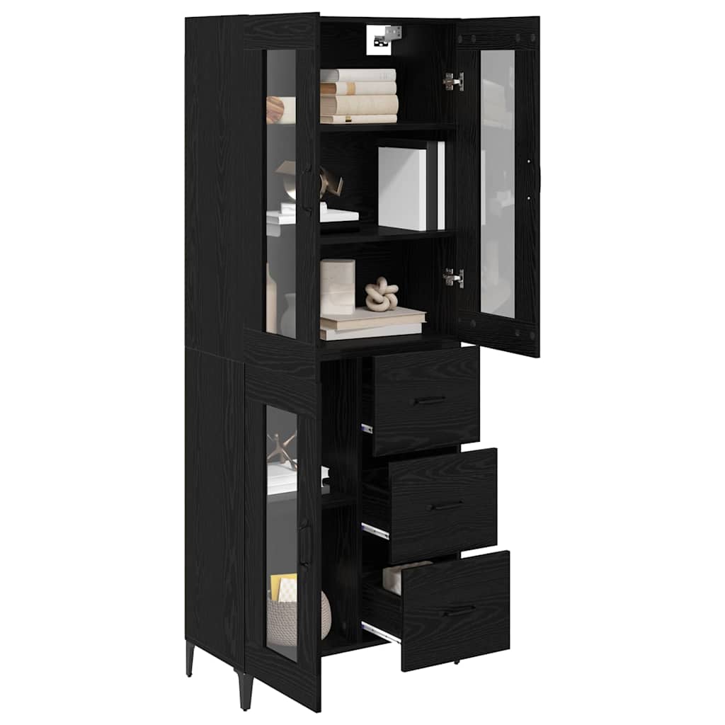 Highboard Black Oak 69.5 x 34 x 180 cm Engineered Wood