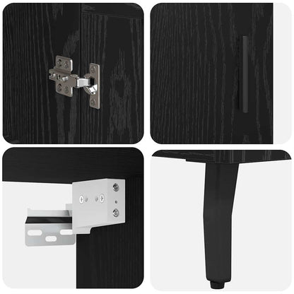 Highboard 2 pcs Black Oak Engineered Wood
