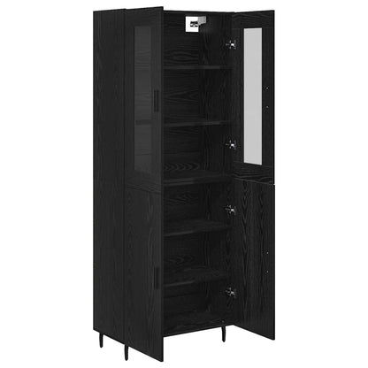 Highboard 2 pcs Black Oak Engineered Wood