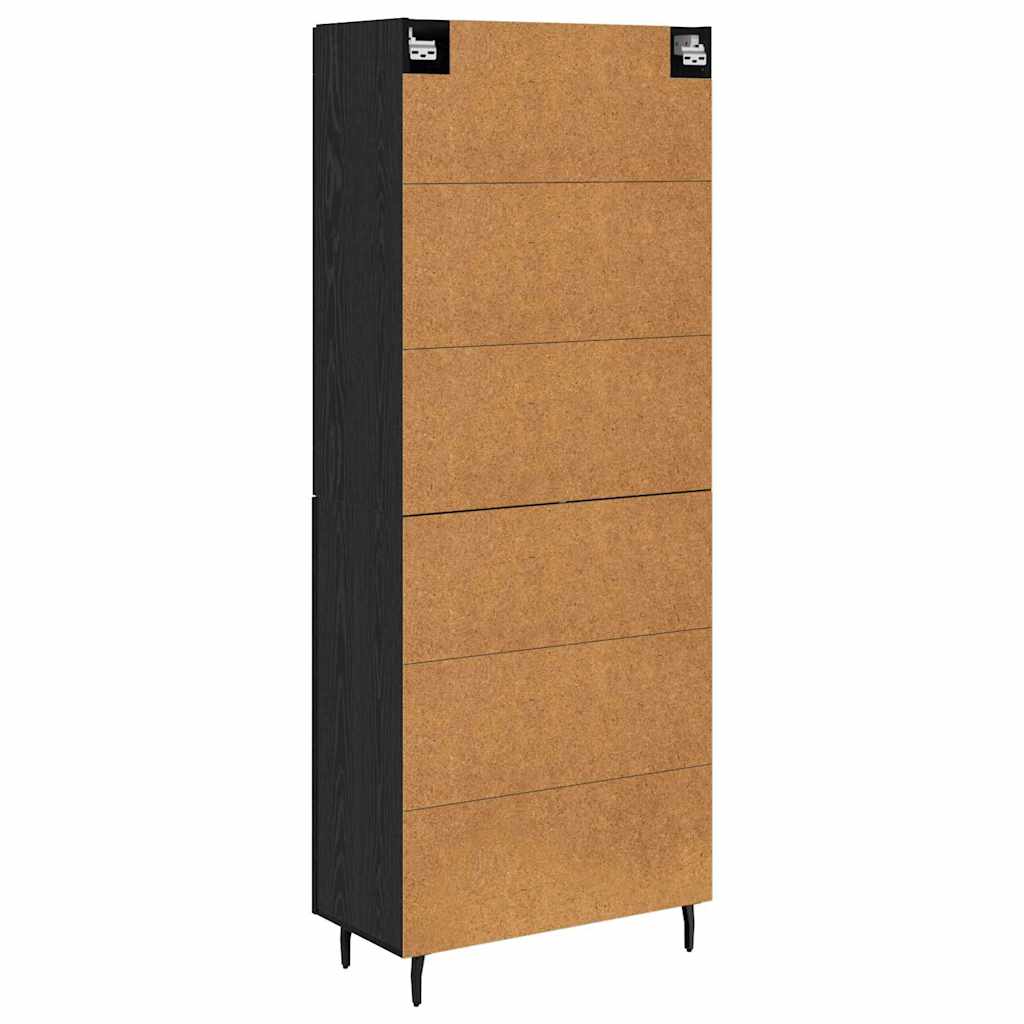 Highboard 2 pcs Black Oak Engineered Wood