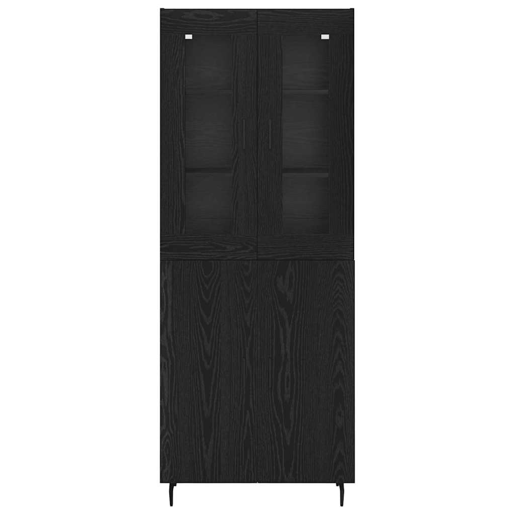 Highboard 2 pcs Black Oak Engineered Wood